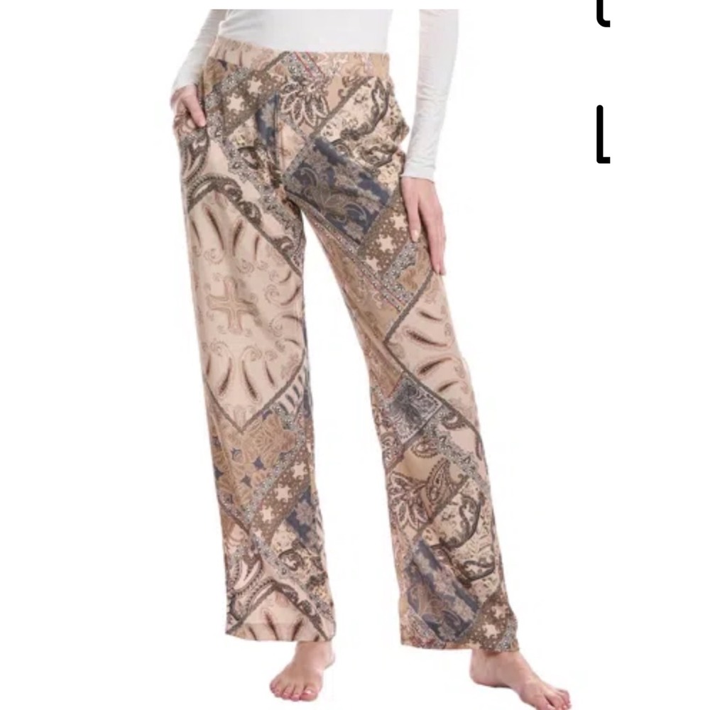 NEW HANRO Lille Pajama Pant Beige Paisely S Cupro Viscose